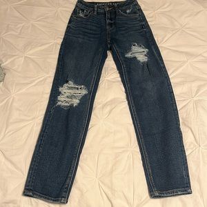 American Eagle mom straight ripped jeans